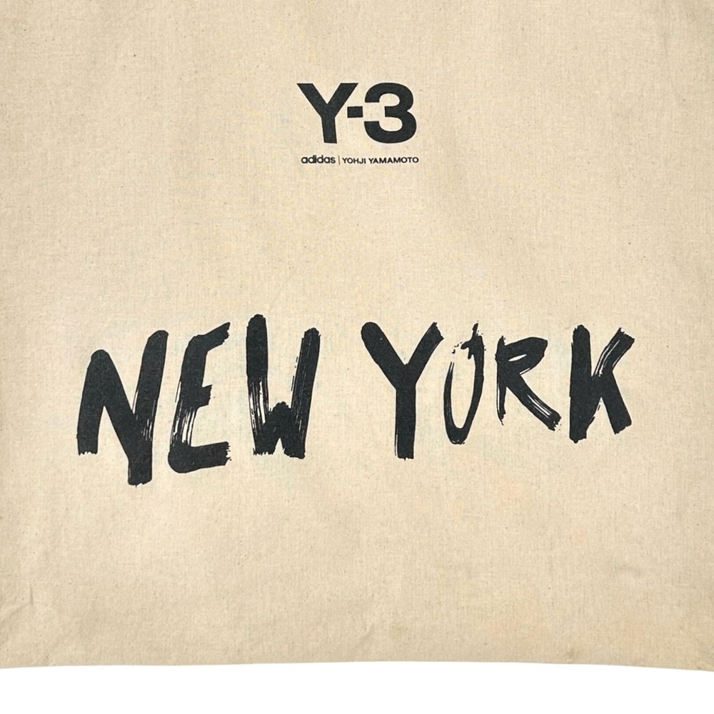 Y-3 Yohji Yamamoto x Adidas Natural Tan New York Printed Cotton Canvas Tote Bag - Picture 2 of 6